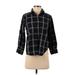 Free Assembly Long Sleeve Button Down Shirt: Black Plaid Tops - Women's Size X-Small