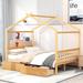 House-shaped Full Size Platform Bed with 2 Storage Drawers, Headboard and Footboard