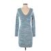 White House Black Market Casual Dress - Sweater Dress: Blue Marled Dresses - Women's Size 2X-Small