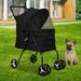 Dkelincs 4 Wheels Pet Dog Stroller Foldabel Cat Dog Stroller Waterproof Lightweight Travel Folding Carrier Black
