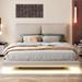 Upholstered Platform Bed with USB Ports, Sensor Light & 2 Large Backrests