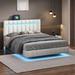 White Queen Size Modern Pu Leather Led Floating Bed Frame, Usb Charging, Remote Control