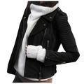pgeraug womens tops vintage leather zipper short motorcycle retro jacket winter coats for women black 3xl