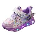 2DXuixsh Girls Tennis Shoes with Lights Spring Autumn Leather Casual Sportwear Comfortable Non-Slip Cartoon Light up By Steps Baby Shoes Sports Shoes Purple Size 22