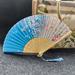 lsiaeian Floral Hand Fan Chinese Vintage Style Folding Fan Silk Handheld Fan Foldable Bamboo Framed Foldable Fan Fabric Silk Fans with Elegant Tassel Decorative Folding Fans for Women Party