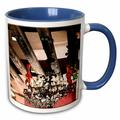 A Hanging Chandelier Done in a Fresco Finish and The Wooden Pallets on The Ceiling at Mexican Place 11oz Two-Tone Blue Mug mug-52095-6