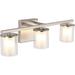 3-Light Glass Vanity Light Fixtures Nickel 17.9 Inch Farmhouse Bathroom Lighting Fixtures Wall Sconces with Glass Shade Modern Vintage Bath Wall Lamps for Mirror