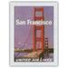 San Francisco - Golden Gate Bridge - United Air Lines California - Vintage Airline Travel Poster by Stan Galli c.1960s - Japanese Unryu Rice Paper Art Print (Unframed) 12 x 16 in