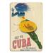 Fly to Cuba - Pan American World Airways System - Holiday Isles of the Tropics - Vintage Airline Travel Poster by Julius Seyler c.1950 - 8 x 12 inch Vintage Wood Art Sign