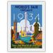 1934 World s Fair Chicago - Tour the World at the Fair - Vintage Travel Poster by Weimer Pursell c.1934 - Japanese Unryu Rice Paper Art Print (Unframed) 18 x 24 in