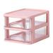 JeashCHAT Compact Plastic Desktop Organizer Unit with 2 Drawers Mini Organizer Box Storage Container Case for Bedroom Bathroom Counter Home Office Pink