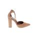 Steve Madden Heels: D'Orsay Chunky Heel Cocktail Tan Solid Shoes - Women's Size 9 1/2 - Pointed Toe