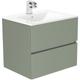 Newland Double Drawer Wall Hung Vanity Unit With Basin Sage 600mm in Green MFC