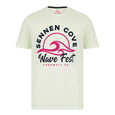 T-Shirts Wave Fest Motif Cotton Jersey T-Shirt in Hint Of Mint - South Shore / S - Tokyo Laundry