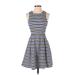 FELICITY & COCO Casual Dress - A-Line Crew Neck Sleeveless: Blue Stripes Dresses - Women's Size X-Small Petite