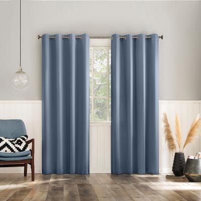 Sun Zero™ 2-Pc. Brandon Magnetic Closure Grommet Curtain Panel by BrylaneHome in Vintage Blue (Size 108