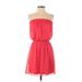 Express Casual Dress - Mini Strapless Sleeveless: Red Solid Dresses - Women's Size Small