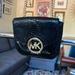 Michael Kors Bags | Michael Kors Magnetic Clasp Snakeskin Crossbody Satchel Purse | Color: Black/Gold | Size: Os