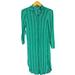 Anthropologie Dresses | Anthropologie Maeve Green Striped Shirt Dress Size 0 Button Closure Missing Belt | Color: Green/White | Size: 0