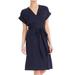 J. Crew Dresses | Nwt J. Crew Satin Crepe Wrap Dress Midi Short Sleeve V-Neck In Navy Blue Size S | Color: Blue | Size: S