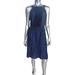 J. Crew Dresses | J.Crew Collection Blue Black Silk Rosette Ruffles Dress With Pocket 10 | Color: Black/Blue | Size: 10