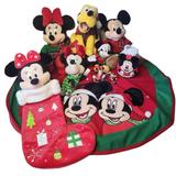 Disney Holiday | Disney Store Christmas Mickey Minnie Pluto Plush Ornaments Stocking Tree Skirt | Color: Green/Red | Size: Os