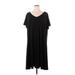 Roaman's Casual Dress - Shift V Neck Short sleeves: Black Print Dresses - Women's Size 26