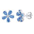 SILVEGO Damen Ohrringe aus 925 Sterling Silber blaue Blume mit Swarovski Zirkonia