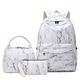 Amsixo Multi-Pocket Marble School Backpack with Lunch Tote Pencil Bag for Student Boys Girls Casual Laptop Kids School Backpack for Boys 2nd Grade