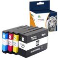 Teland Ink Cartridge for HP 712XL 712 Compatible for HP 712 XL 712xl for HP DesignJet T210 HP DesignJet T230 HP DesignJet T250 HP DesignJet T630 HP DesignJet T650 (Black, Cyan, Magenta, Yellow)