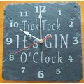 Tick Tock it's Gin O'Clock Slate Clock Kitchen Clock - Gold hands/Sweeping mechanism