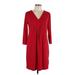 MICHAEL Michael Kors Casual Dress V Neck 3/4 sleeves: Red Solid Dresses - Women's Size 8