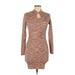 Say What? Casual Dress - Sweater Dress: Brown Marled Dresses - Women's Size Large