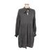 Zara Casual Dress - Shift Tie Neck 3/4 sleeves: Gray Print Dresses - Women's Size Medium