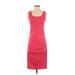 Missufe Casual Dress - Sheath Scoop Neck Sleeveless: Red Solid Dresses - Women's Size Small