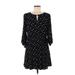 THML Casual Dress - A-Line Keyhole 3/4 sleeves: Black Print Dresses - Women's Size Small