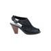 Zita Maria Heels: Slingback Chunky Heel Boho Chic Black Solid Shoes - Women's Size 39 - Peep Toe