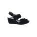 VANELi Sandals: Slingback Wedge Casual Black Solid Shoes - Women's Size 8 1/2 - Open Toe