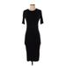 Forever 21 Casual Dress - Bodycon Crew Neck Short sleeves: Black Solid Dresses - Women's Size X-Small