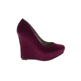 Michael Antonio Wedges: Slip-on Platform Minimalist Purple Solid Shoes - Women's Size 8 - Round Toe