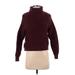 Madewell Turtleneck Sweater: Burgundy Color Block Tops - Women's Size 2X-Small