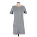 Gap Casual Dress - Shift Crew Neck Short sleeves: Gray Marled Dresses - Women's Size X-Small