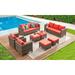 Latitude Run® Duponta 8 Piece Sectional Seating Group w/ Cushions Synthetic Wicker/All - Weather Wicker/Wicker/Rattan in Orange | Outdoor Furniture | Wayfair