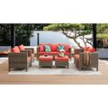 Latitude Run® Duponta 6 Piece Sectional Seating Group w/ Cushions Synthetic Wicker/All - Weather Wicker/Wicker/Rattan in Orange | Outdoor Furniture | Wayfair
