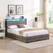 Wrought Studio™ Platform Bed w/ Storage Headboard, Charging Station & LED Light in Gray | 39 H x 60.2 W x 86.6 D in | Wayfair