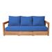 Loon Peak® Iromel 82" Wide Outdoor Teak Patio Sofa w/ Cushions Wood/Natural Hardwoods/Sunbrella® Fabric Included in Blue | Wayfair