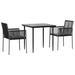 Latitude Run® Pasuruan Square 31.5" Long Outdoor Dining Set w/ Cushions Glass/Metal in Black | 31.5 W x 31.5 D in | Wayfair