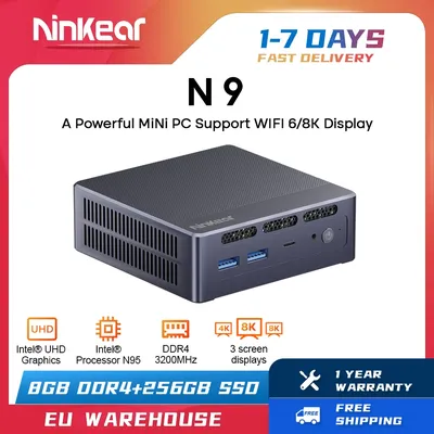 Ninkear-Mini PC avec processeur Intel N9 N95 jusqu'à 3.4 mesurz 8 Go DDR4 256 Go SSD Windows