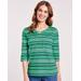 Blair Women's Tie-Neck Stripe Top - Green - XL - Womens