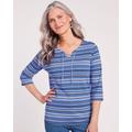 Blair Women's Tie-Neck Stripe Top - Blue - S - Misses